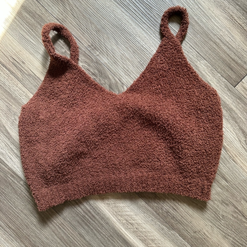 Fashion Nova Fuzzy Tank Crop Top Brown Size 1X (Living In It Cozy)